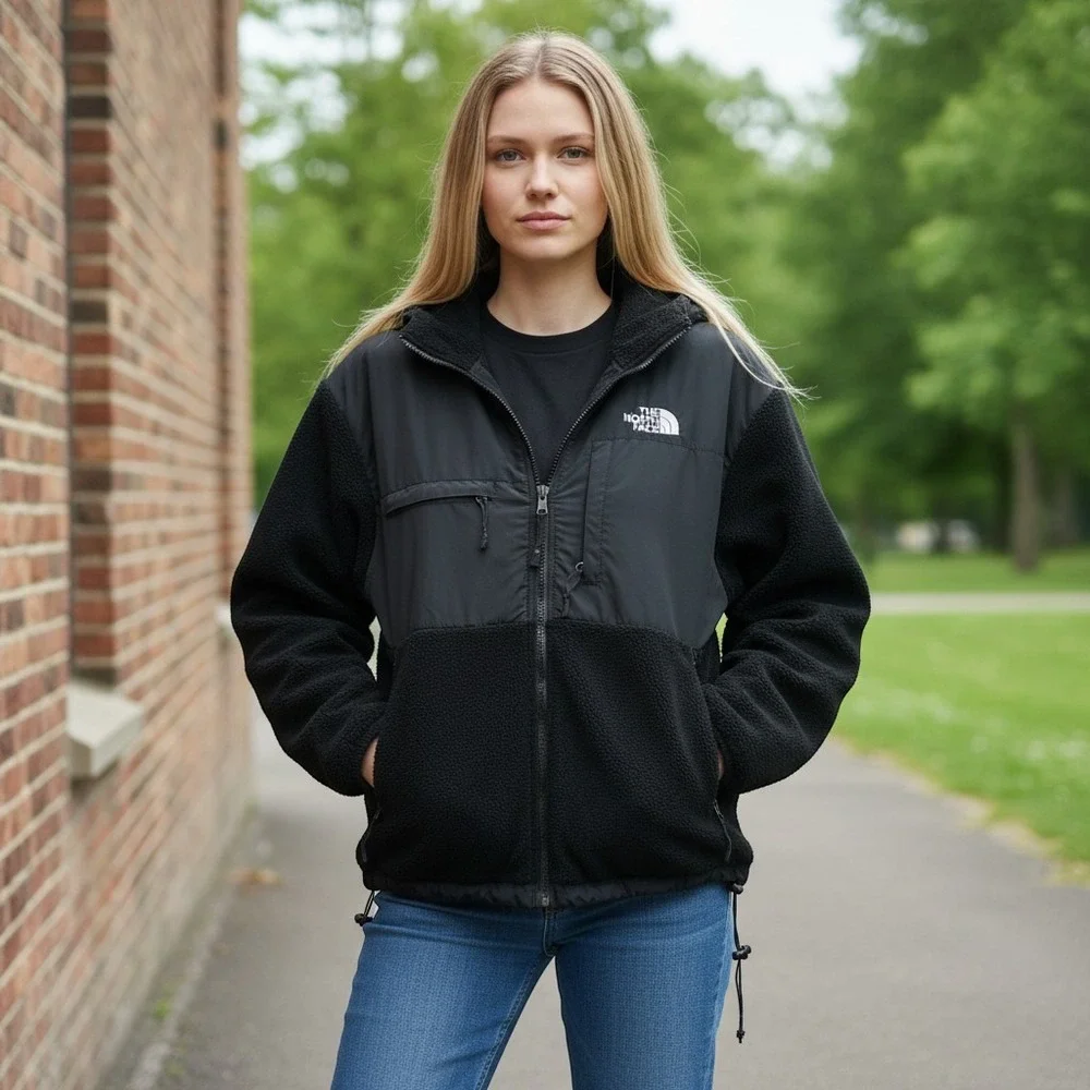The North Face Denali Fleece Hoodie Black Full Zip Jacket Mens Large NF0A3XAV